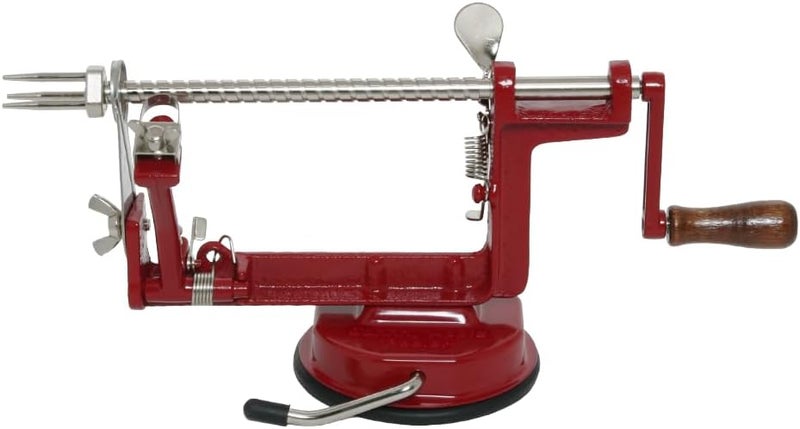 Johnny Apple Peeler, Corer, Slicer, Pie Maker with Stainless Steel Blades - Red VKP1010 - Image 1